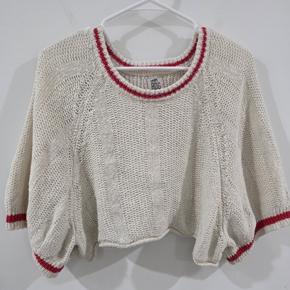 Bdg‎ Womens Cropped Tennis Prep Sweater Size Small Varsity Knit Baggy Preppy